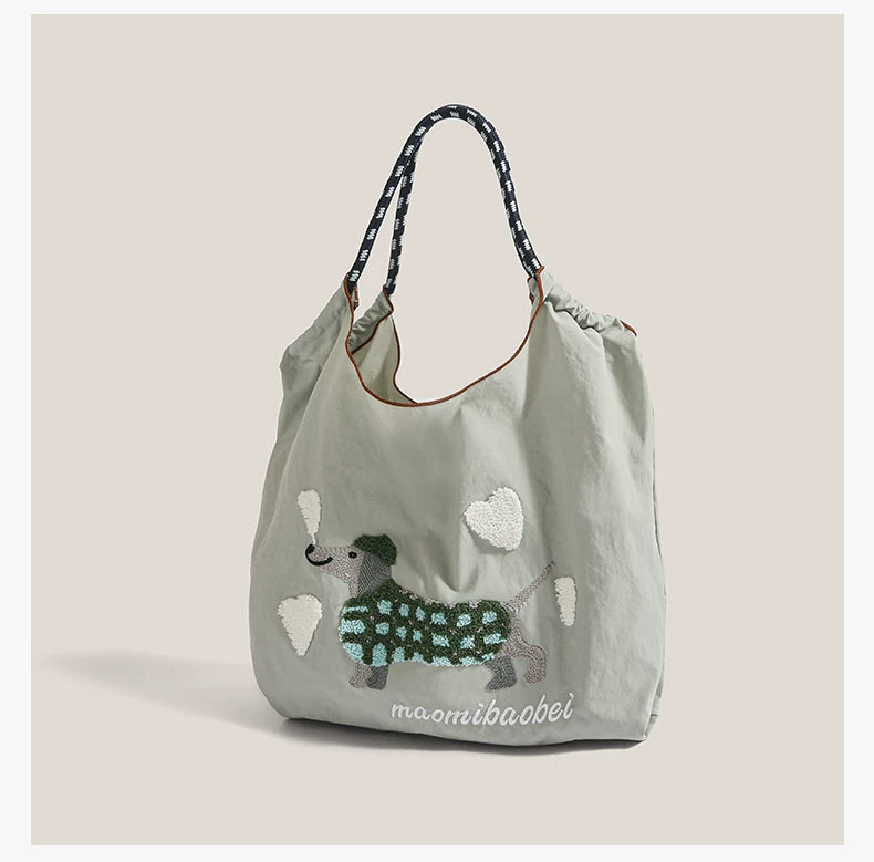 Cloudy Dachshund Sling Tote