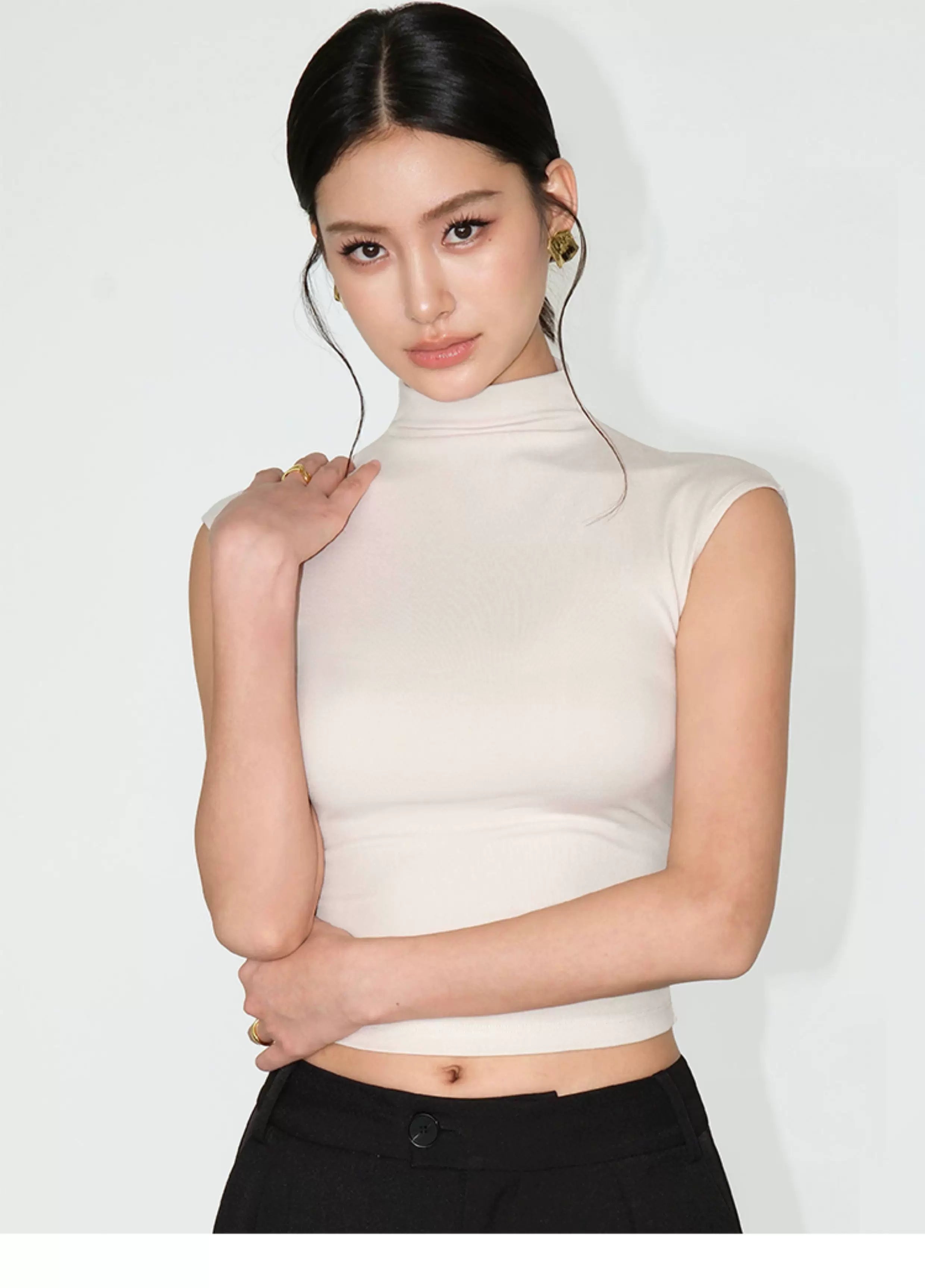 Contour Ease Sleeveless Mock-Neck Tops