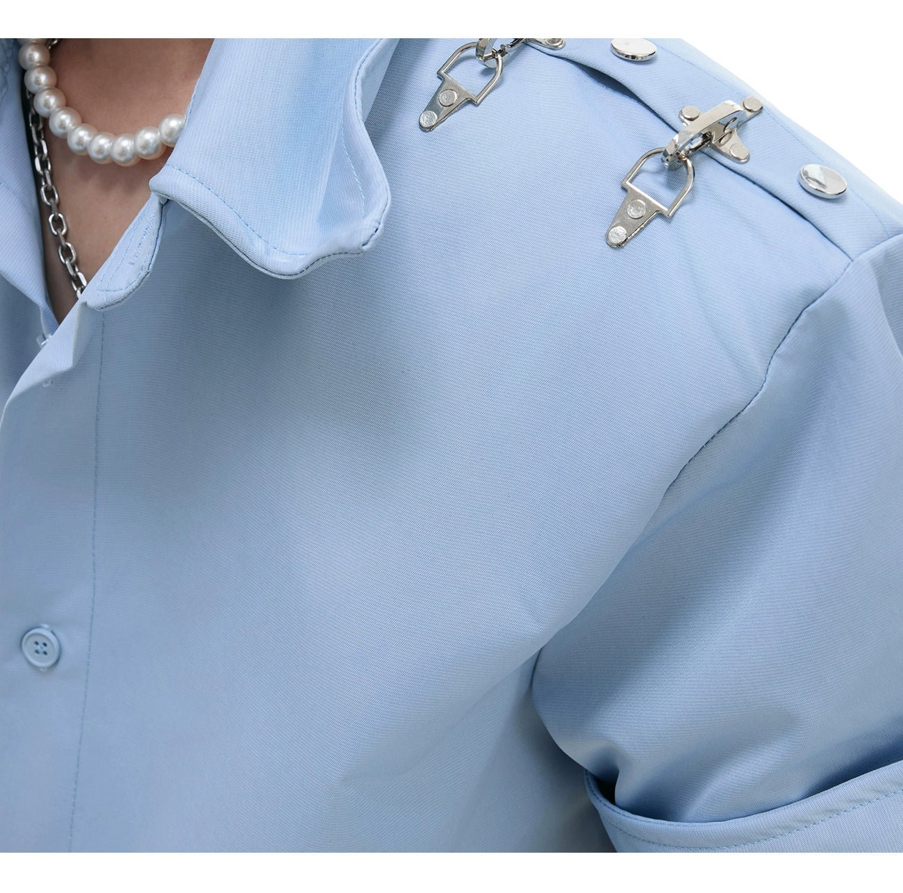 White Short Sleeve Button-Up Shirt