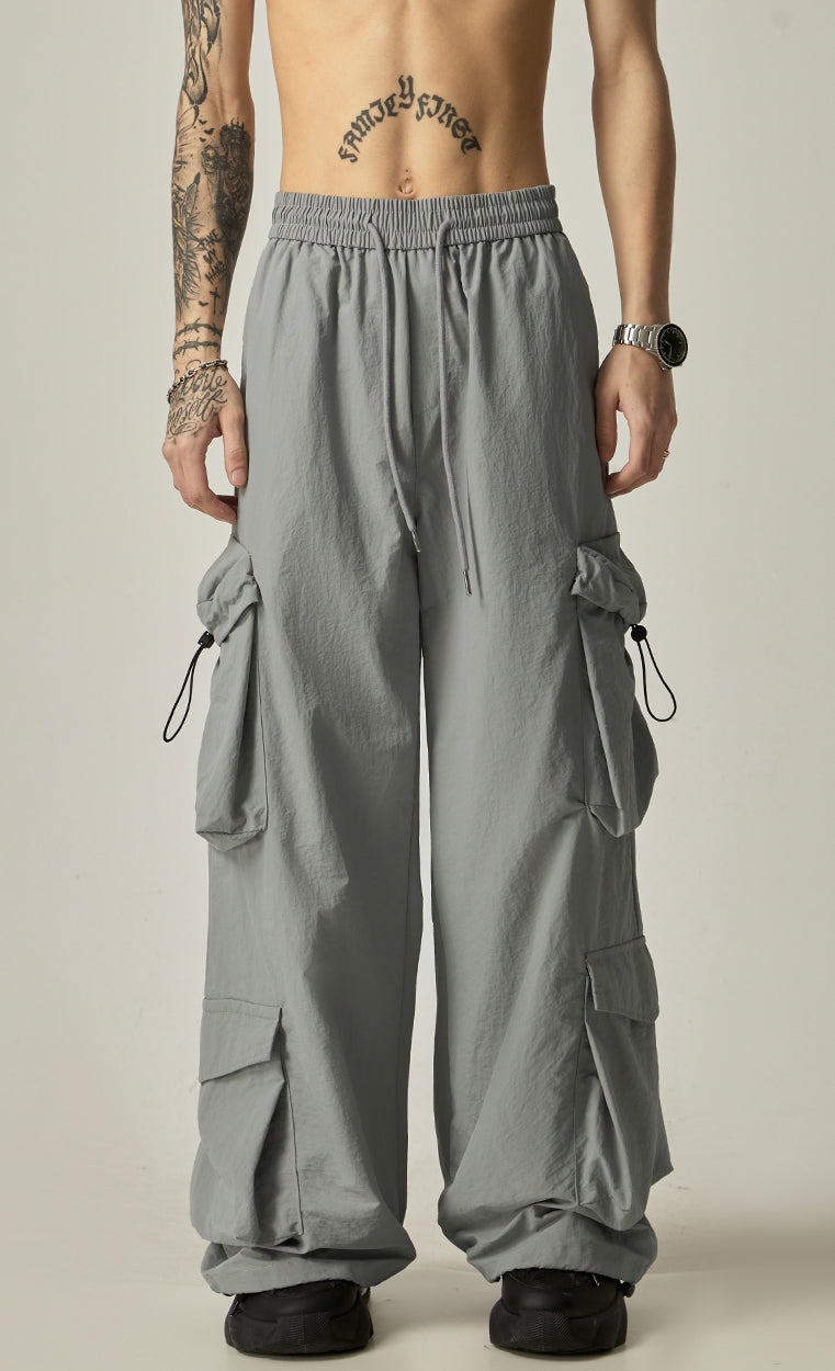 Wide-Leg Black Cargo Pants