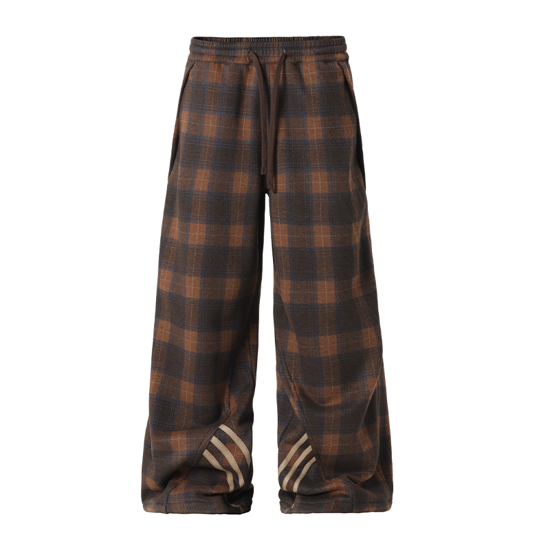 Sports Plaid Striped Paratrooper Pants - chiclara