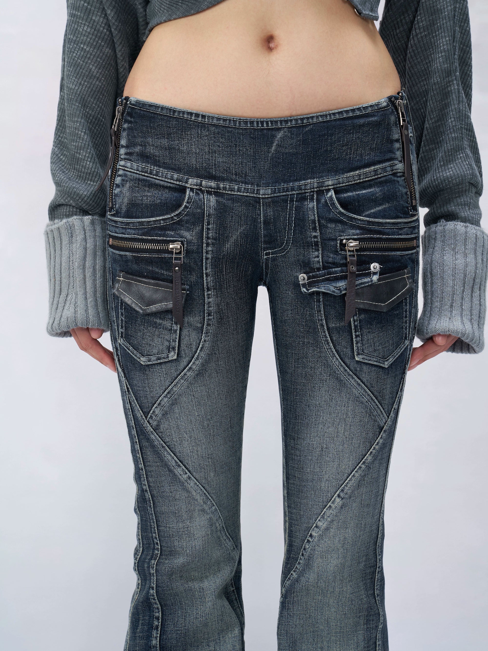 Shadow Stitch Zip Flare Jeans