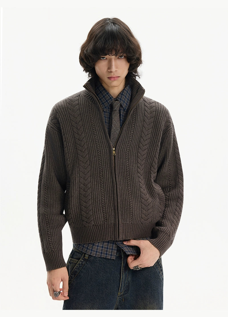 Heritage Weave Zip Cardigan