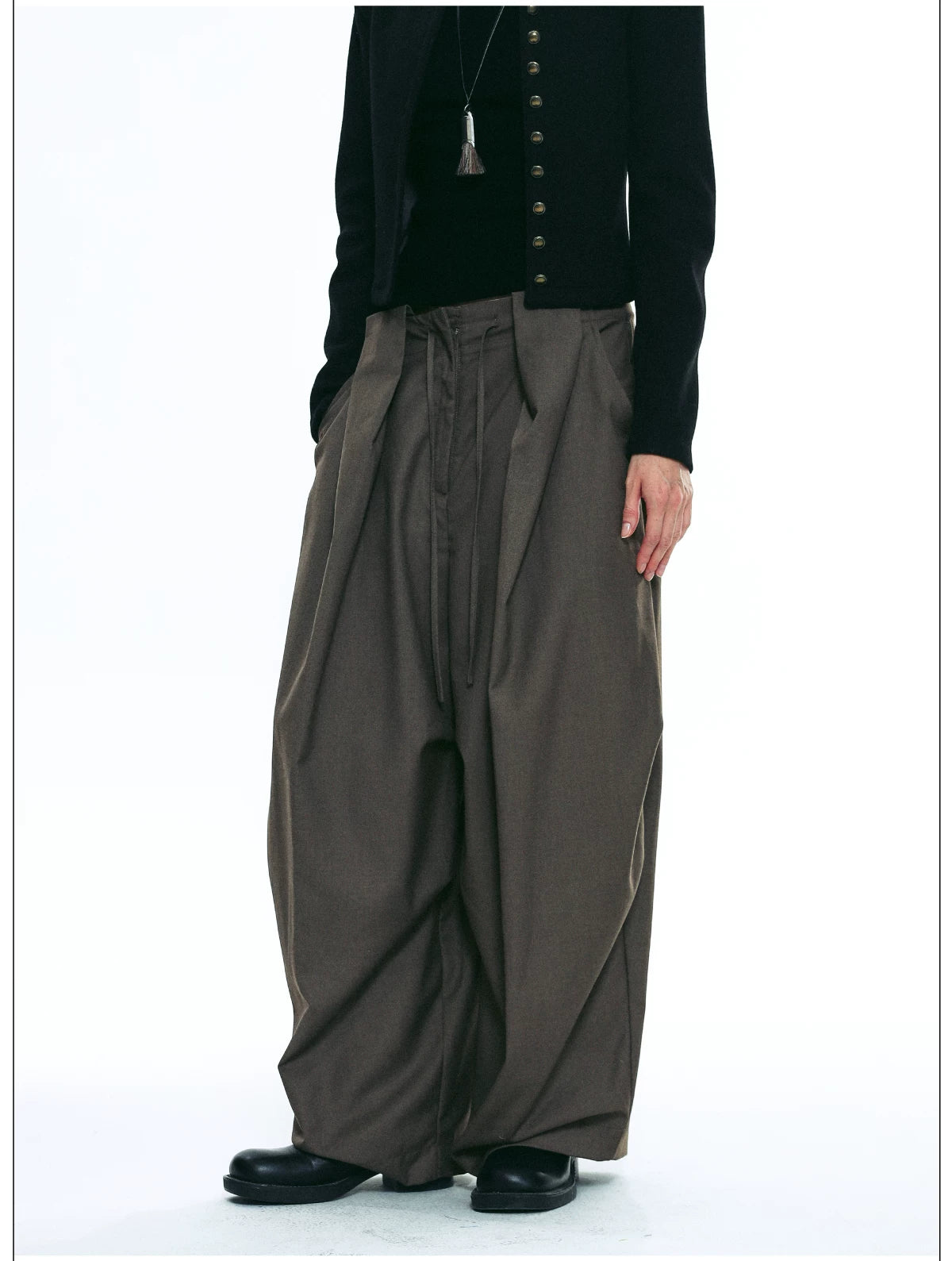 Draped Pleat Sarouel Trousers