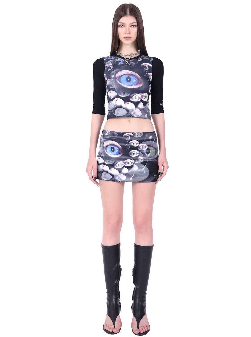 PINKSPINK Surreal Eyes Mini Skirt - Black Multi