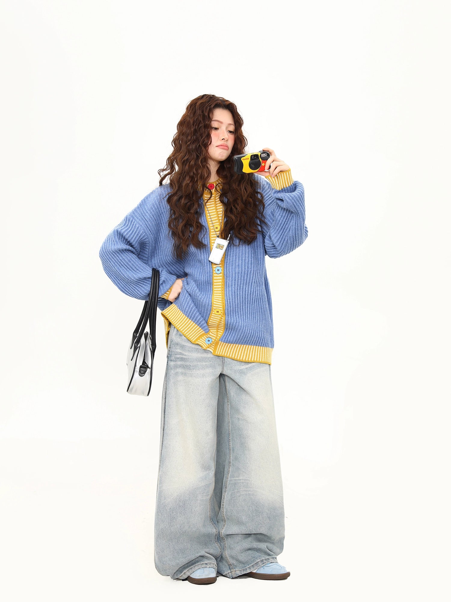 Sky Film Retro Contrast Cardigan