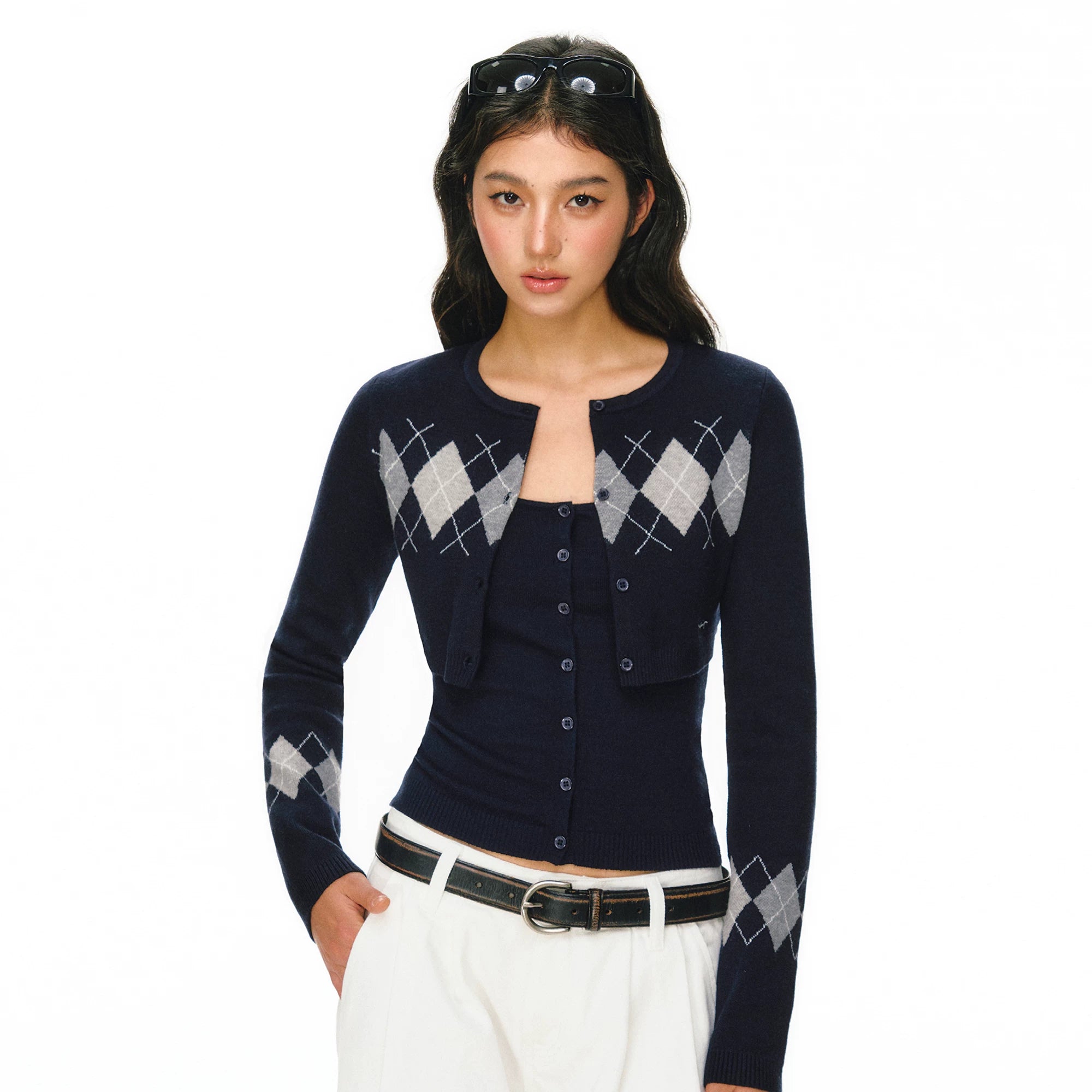 Argyle Duo Knit Cardigan