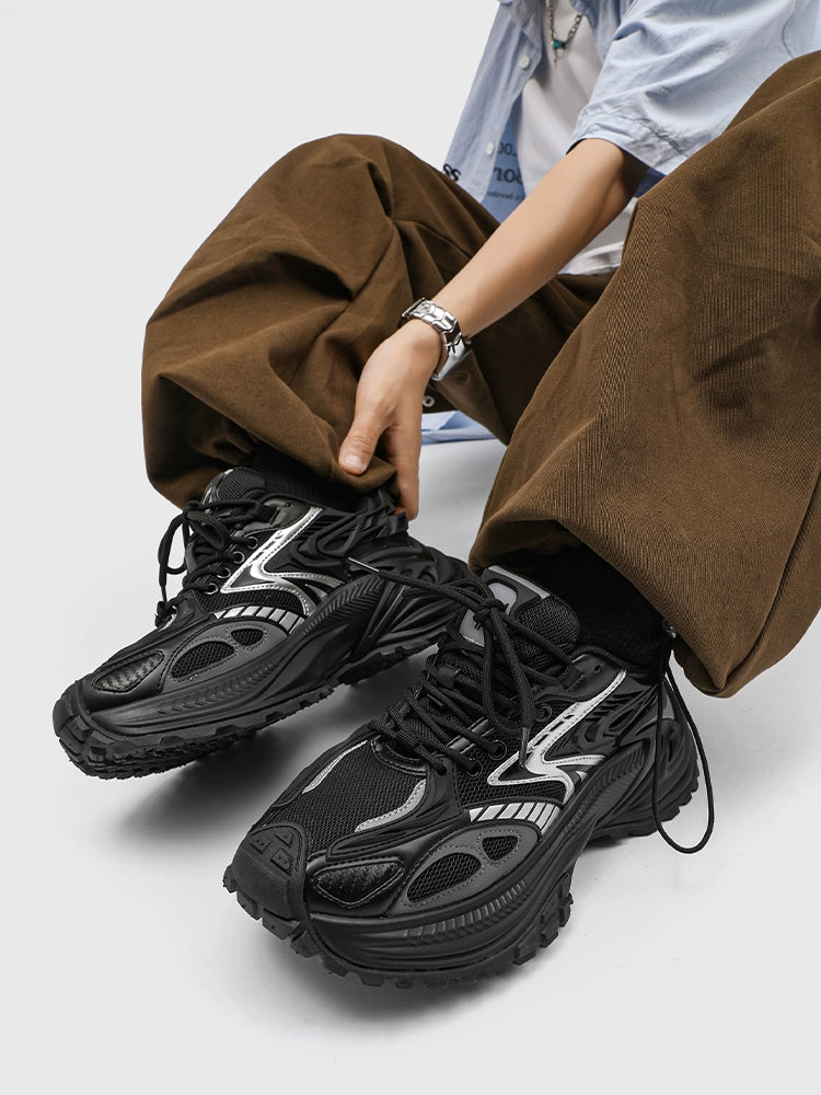 Bold Chunky Futuristic Sneakers with Silver Accents
