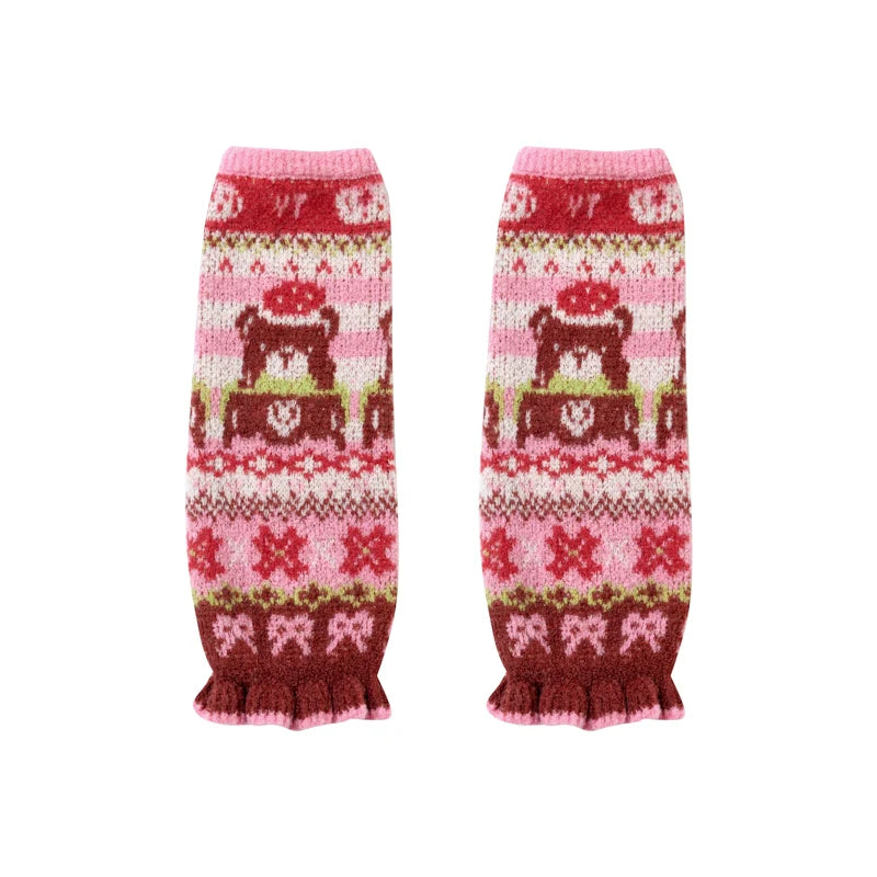 Sweet Bear Fair Isle Knit Leg Warmer
