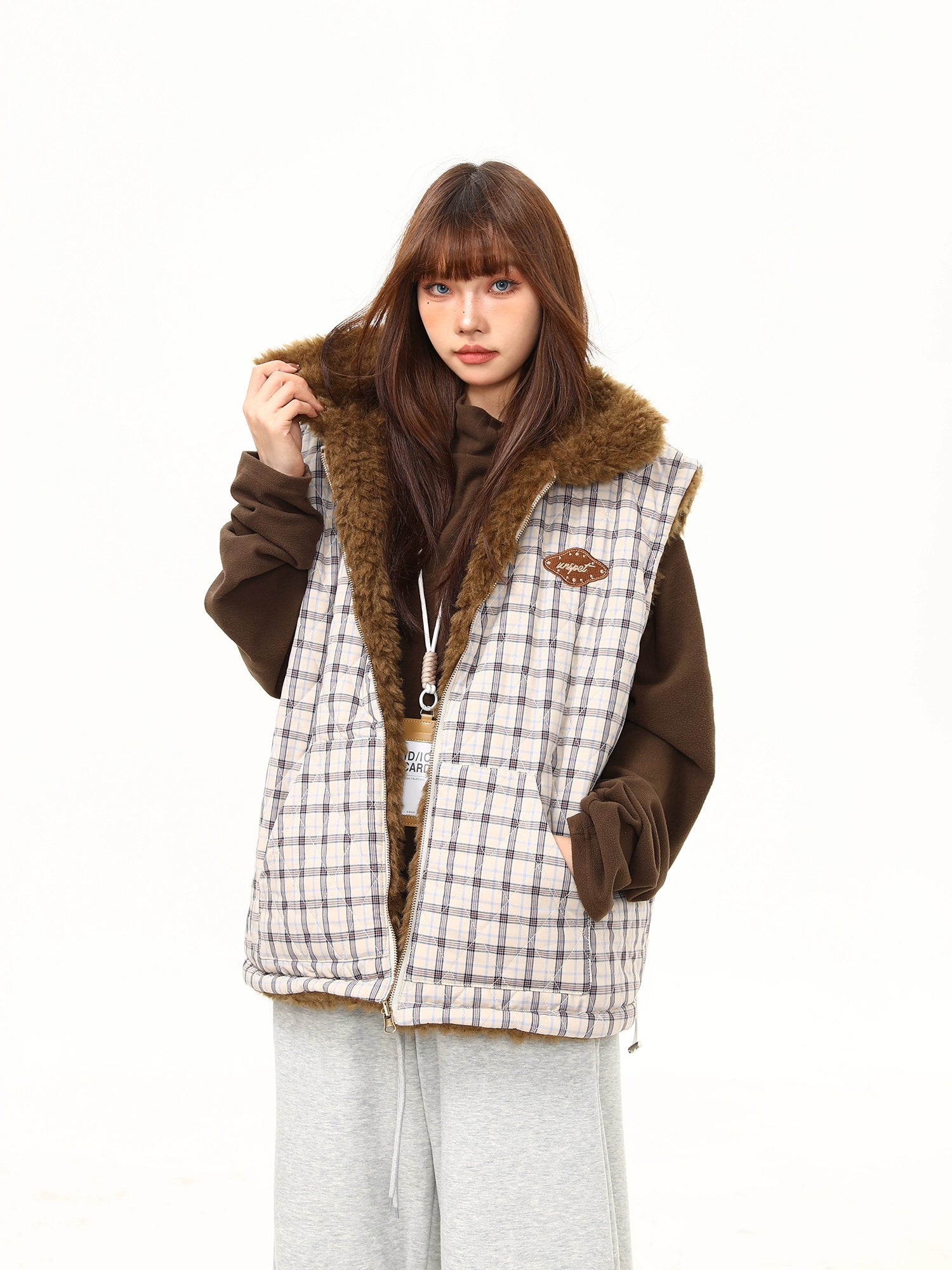 Maple Lodge Check Sherpa Vest