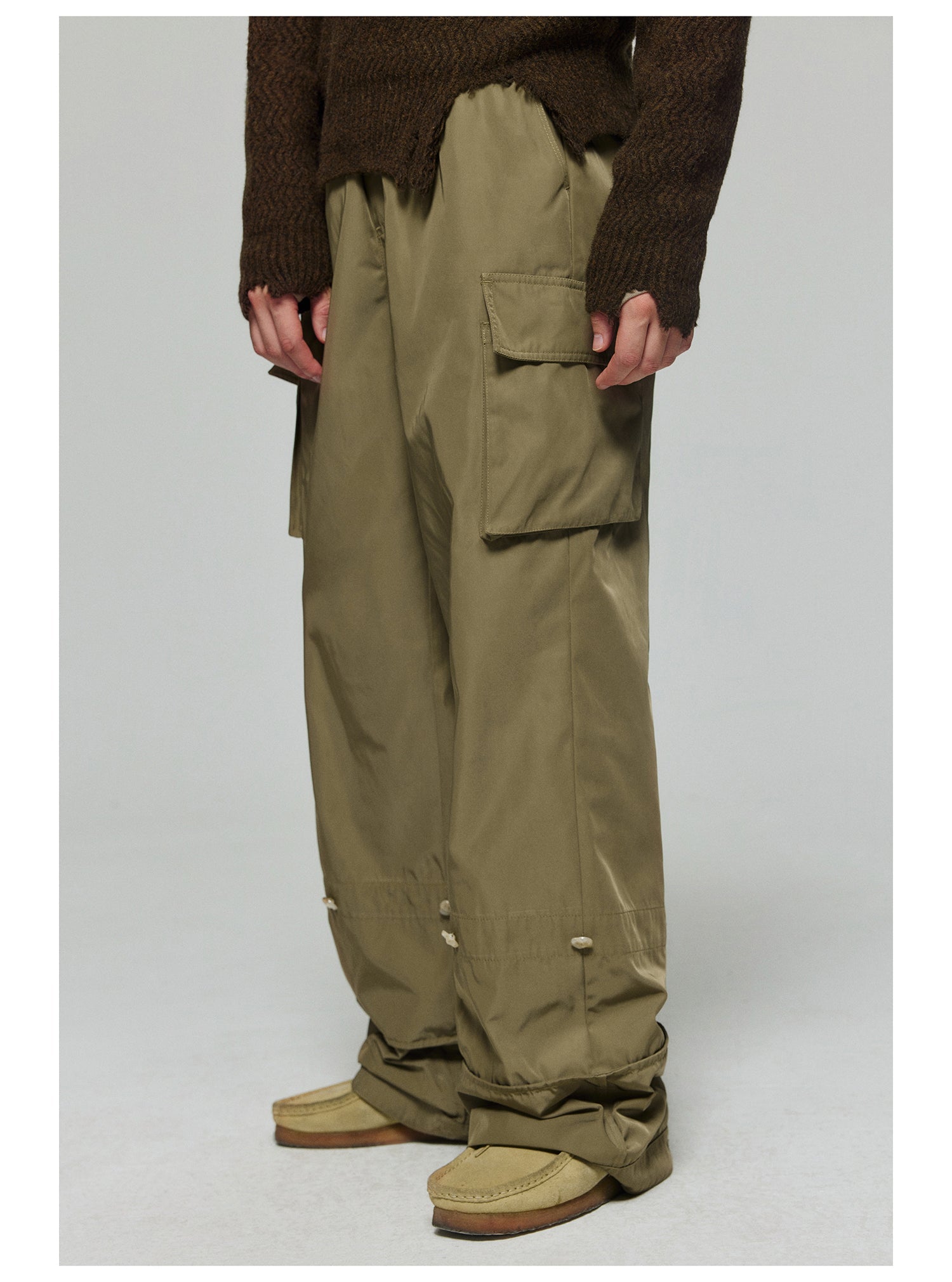 Adjustable Cuffs Nylon Cargo Pants