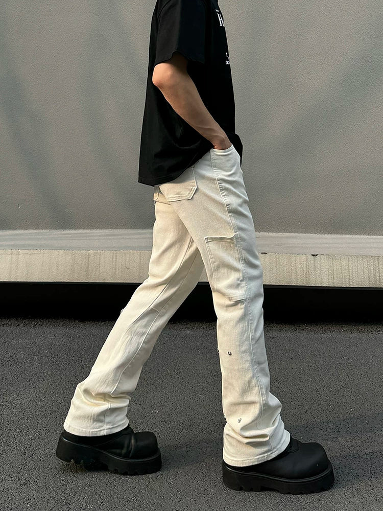Ivory Snap-Hem Utility Jeans