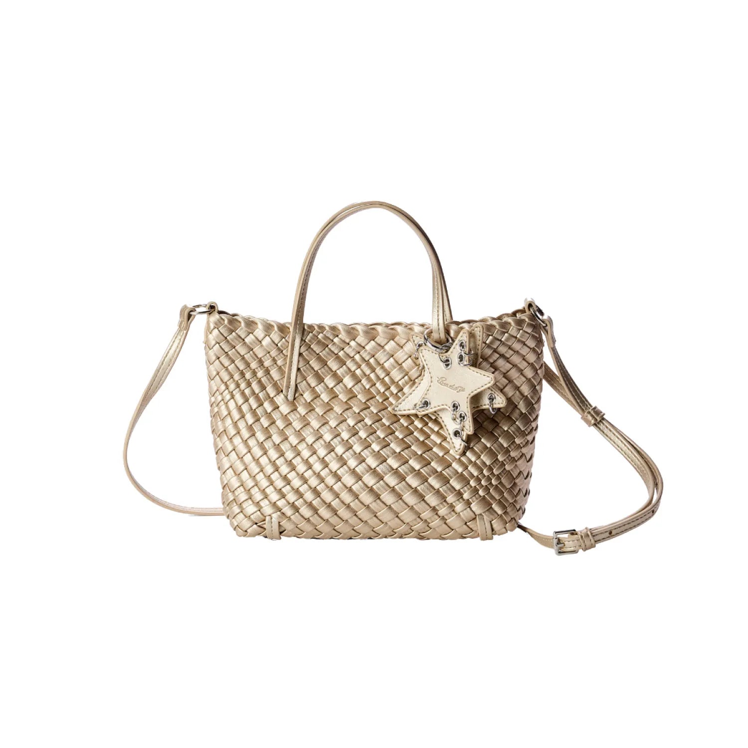 Mini Woven Star Shoulder Bag - Champagne