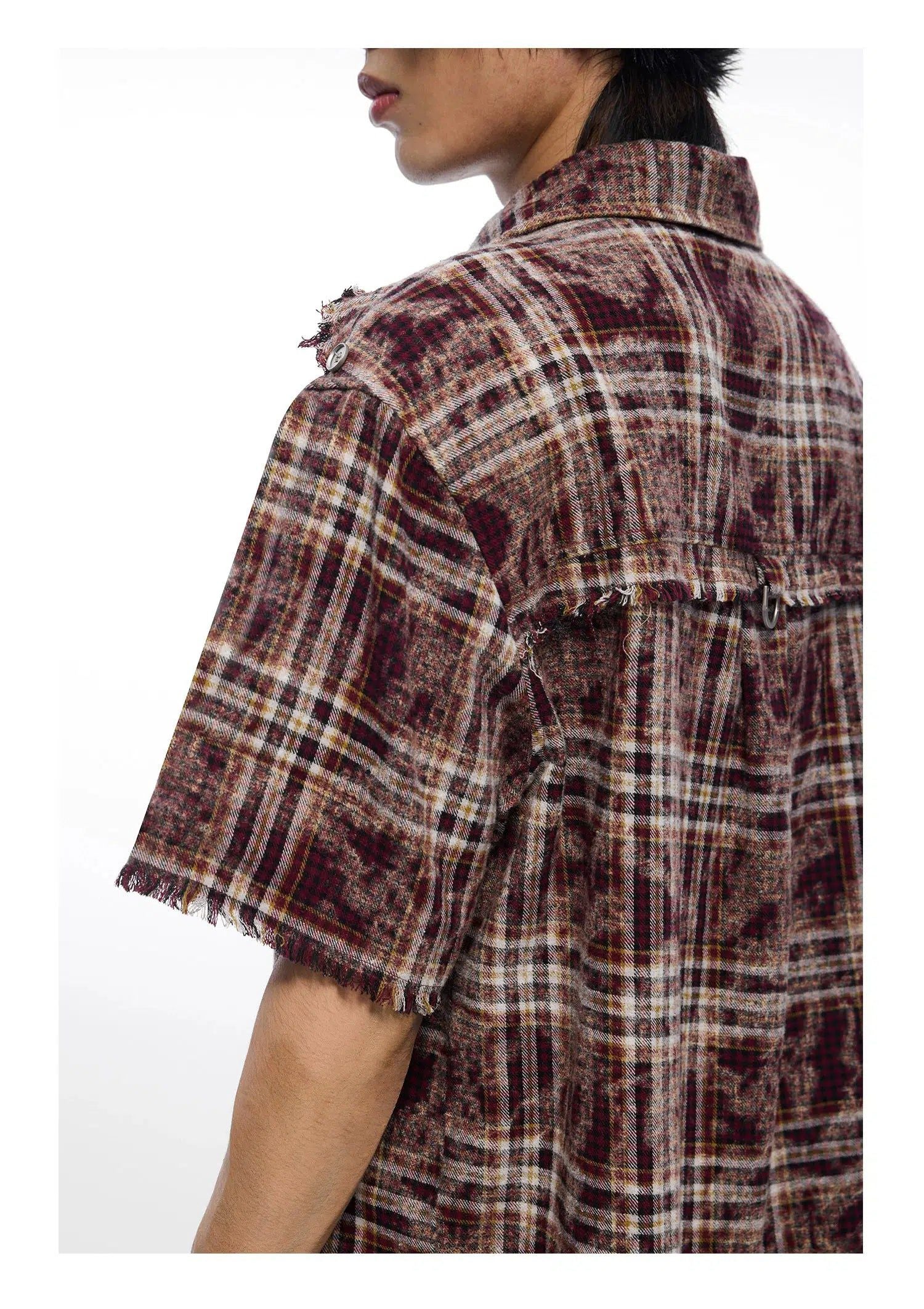 Raw Edge Plaid Shirt - chiclara