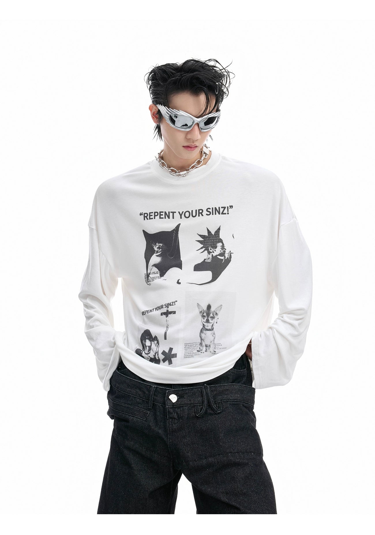 Oversized Graphic Print Long Sleeve Tee