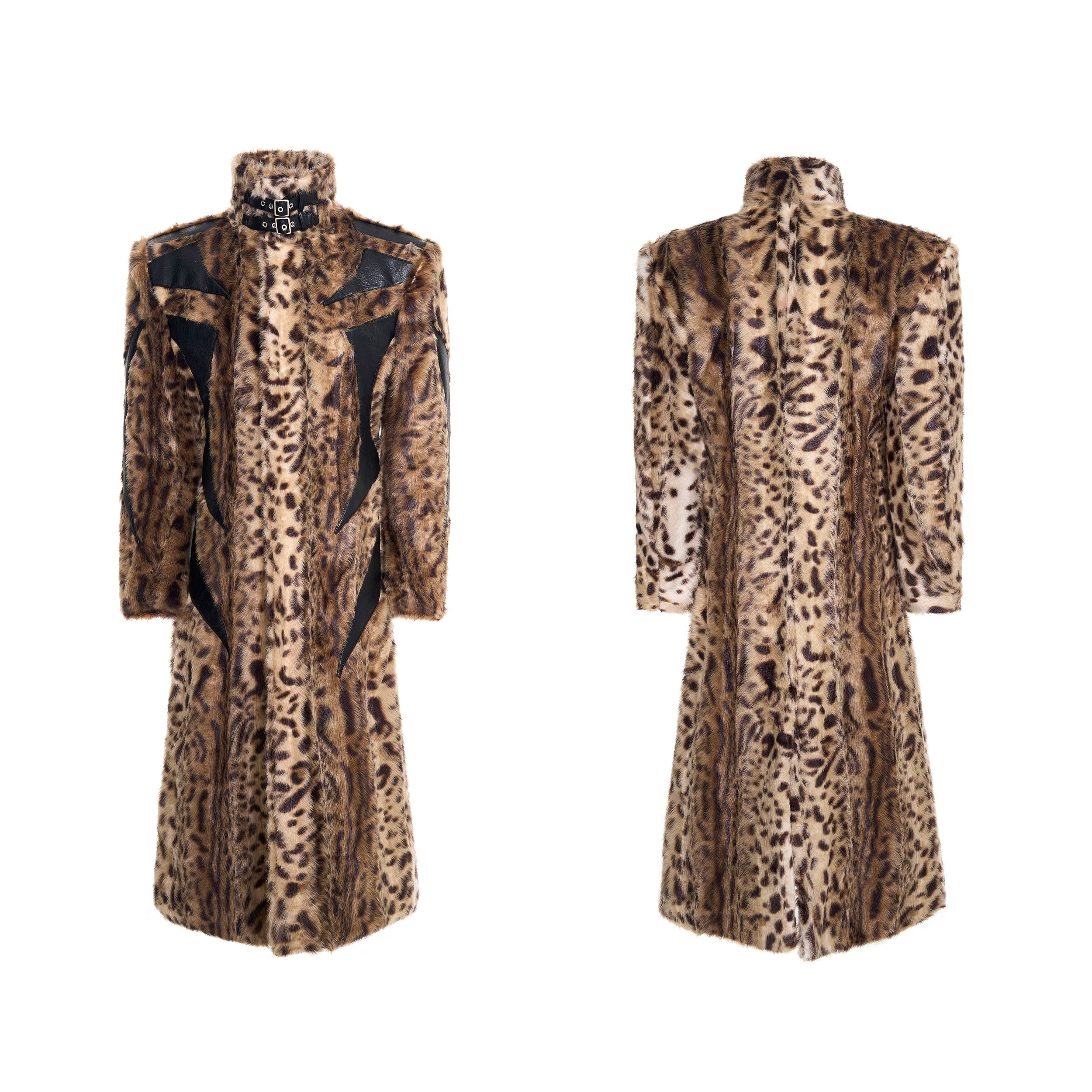 Savage Crest Long Leopard Faux‑Fur Coat