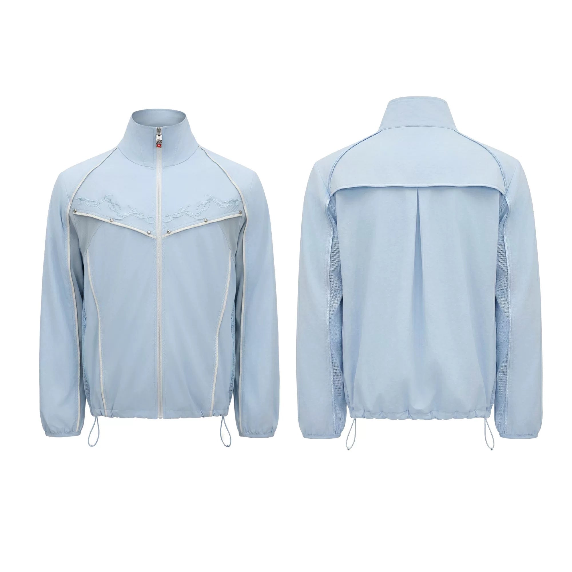 Embroidered Yoke Zip Front Windbreaker