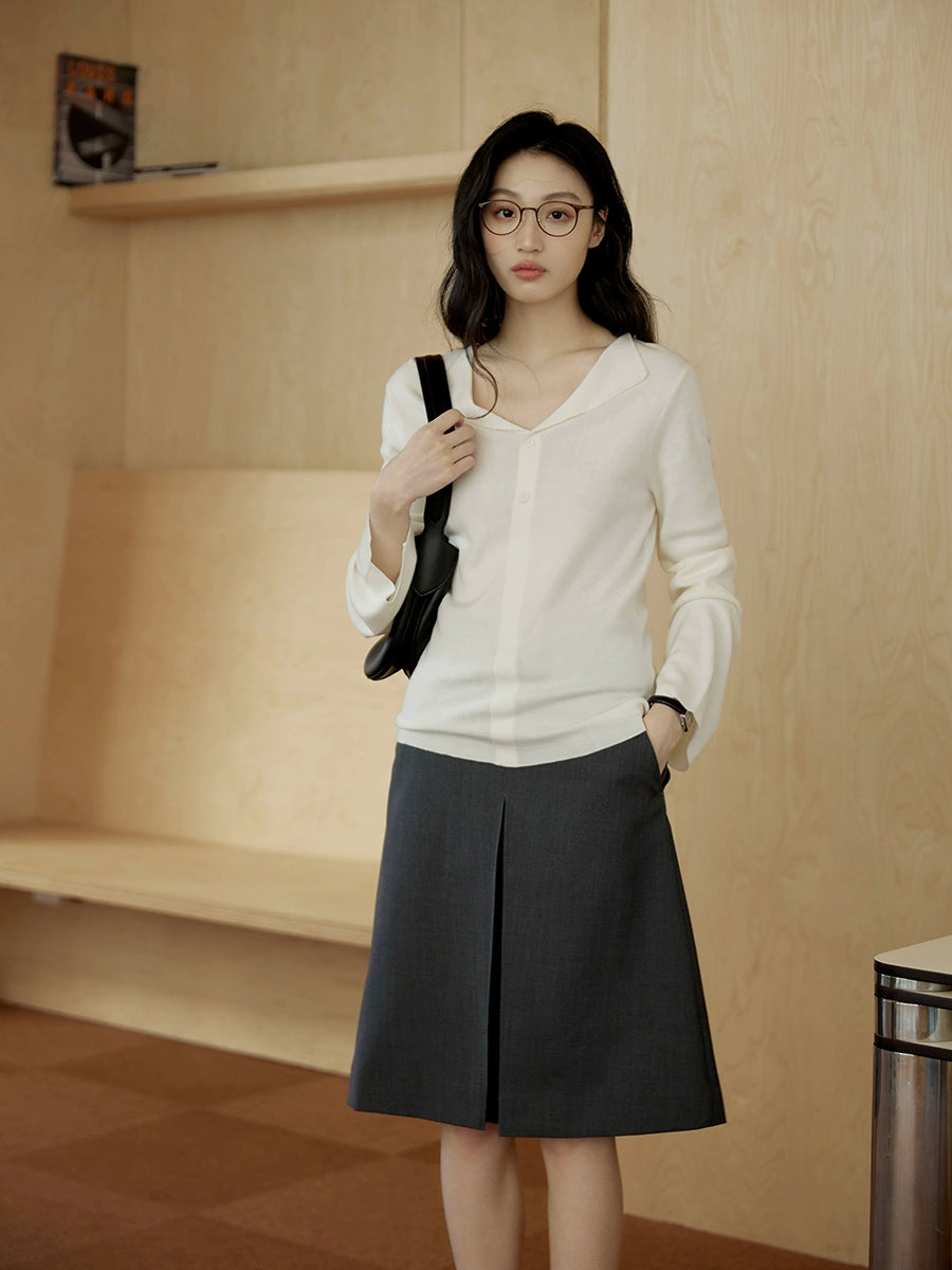 Collar V-neck Knitted Sweater