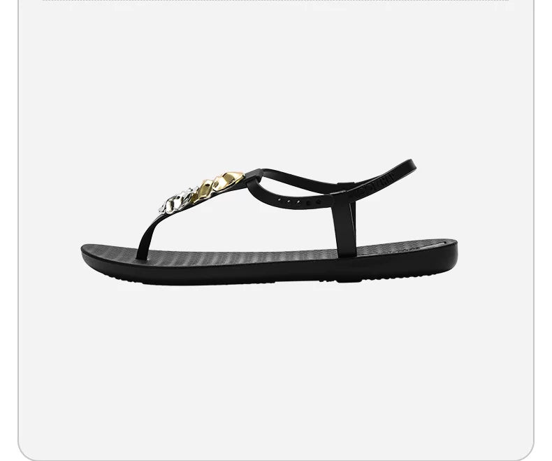 Sculpted Metallic Charm Thong Sandals