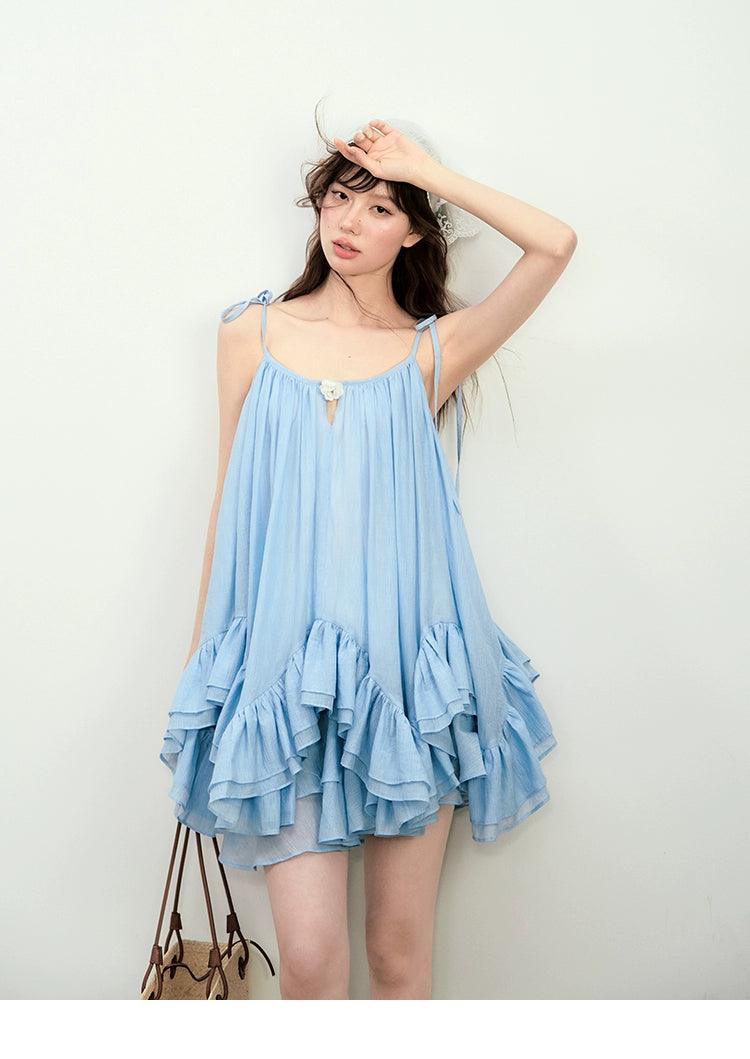 Lavender Breeze Ruffle Swing Dress