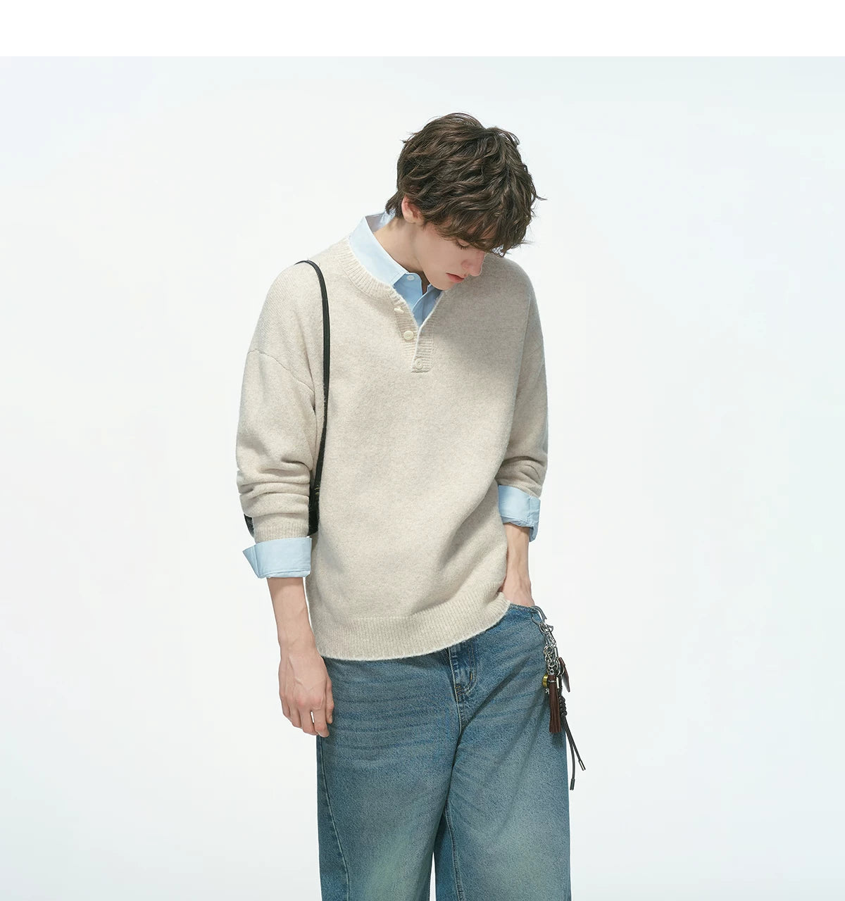 Frayedge Cozy Henley Knit Sweater