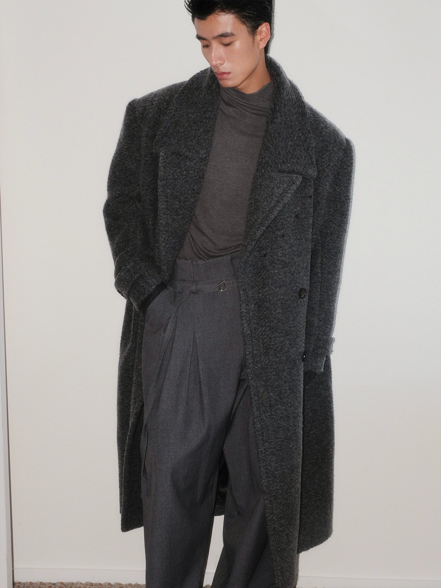 MidnightPlume Textured Wool Overcoat