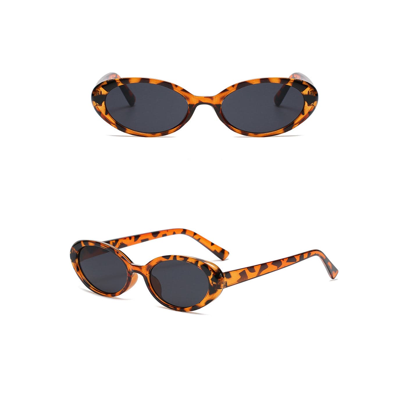 Clear Frame Retro Ellipse Sunglasses