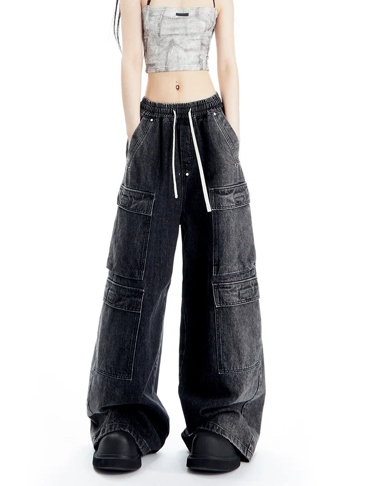 Oversized Denim Cargo Pants