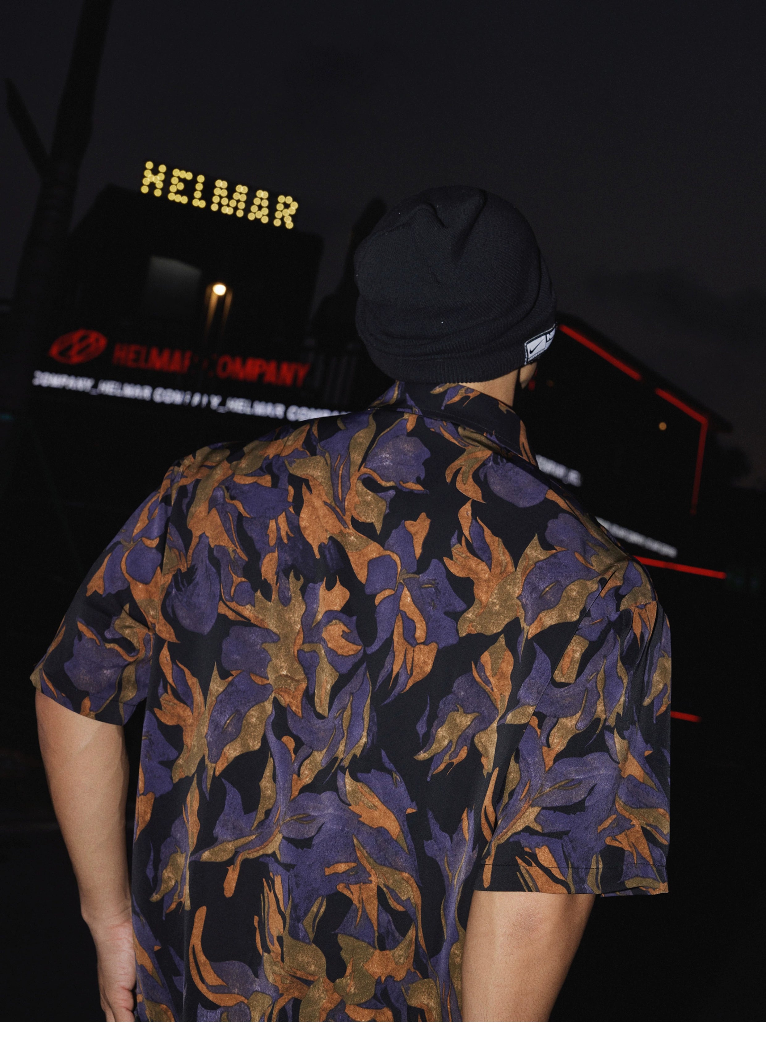 Navy Camo Print Button-Down Shirt