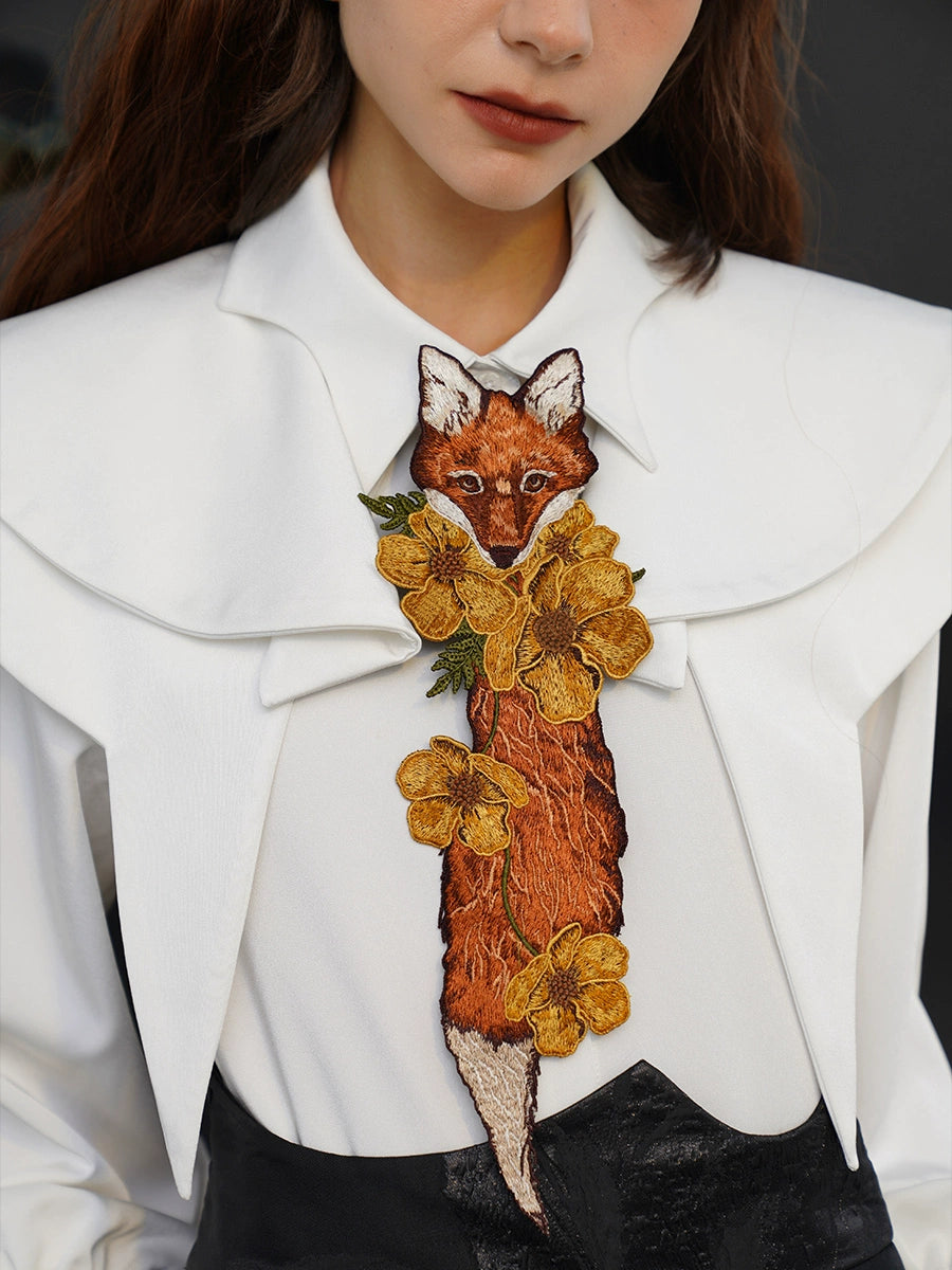 Foxy Flora Embroidered Necktie - chiclara