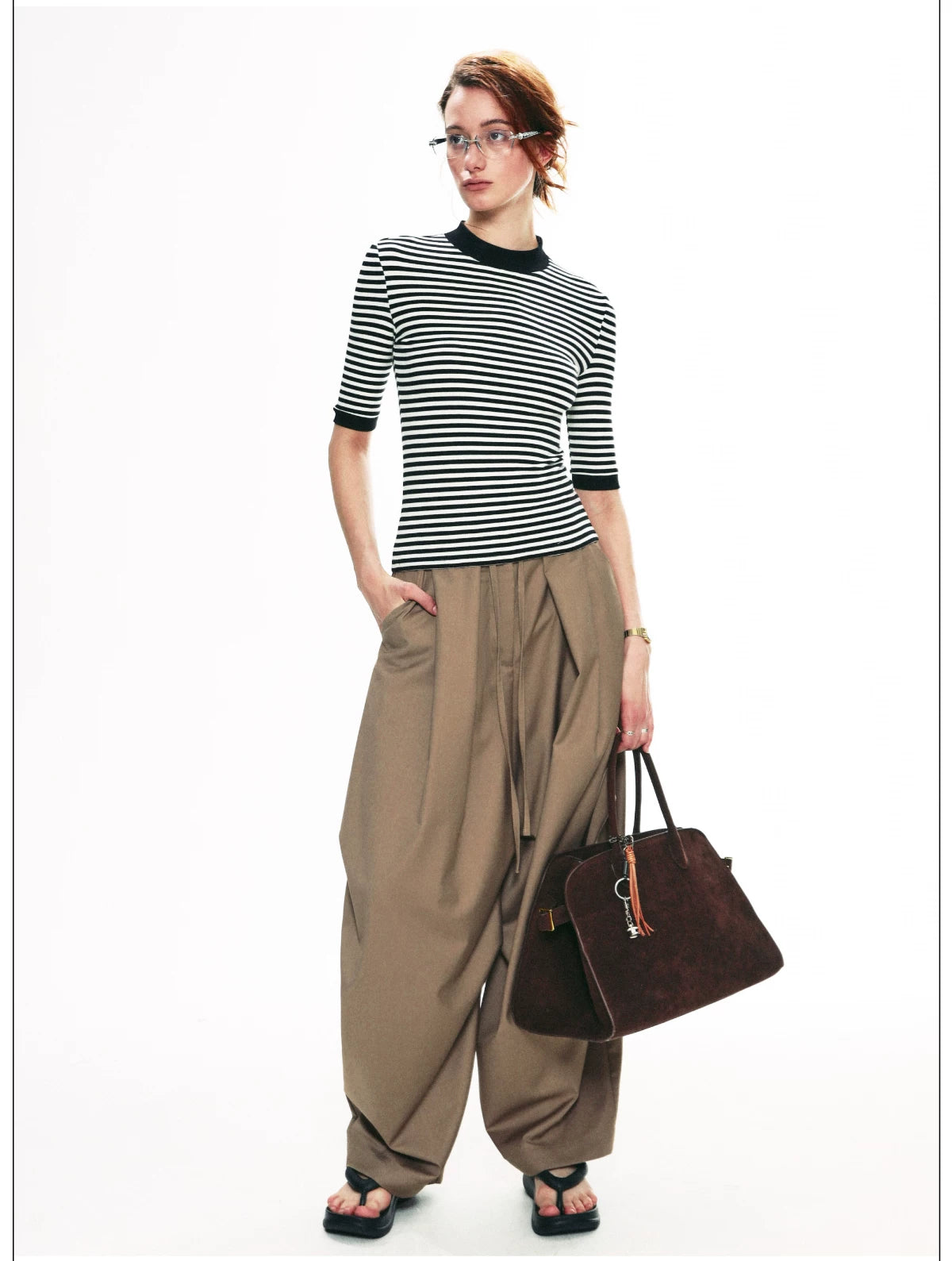 Draped Pleat Sarouel Trousers