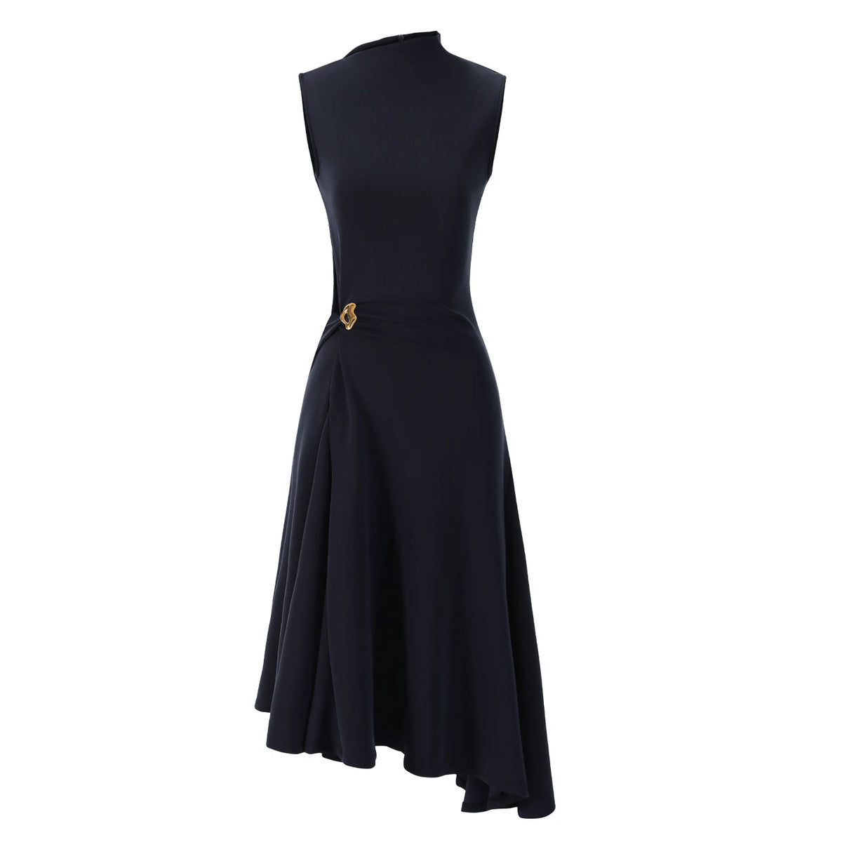 Sculpted Buckle Fit-Flare Dress