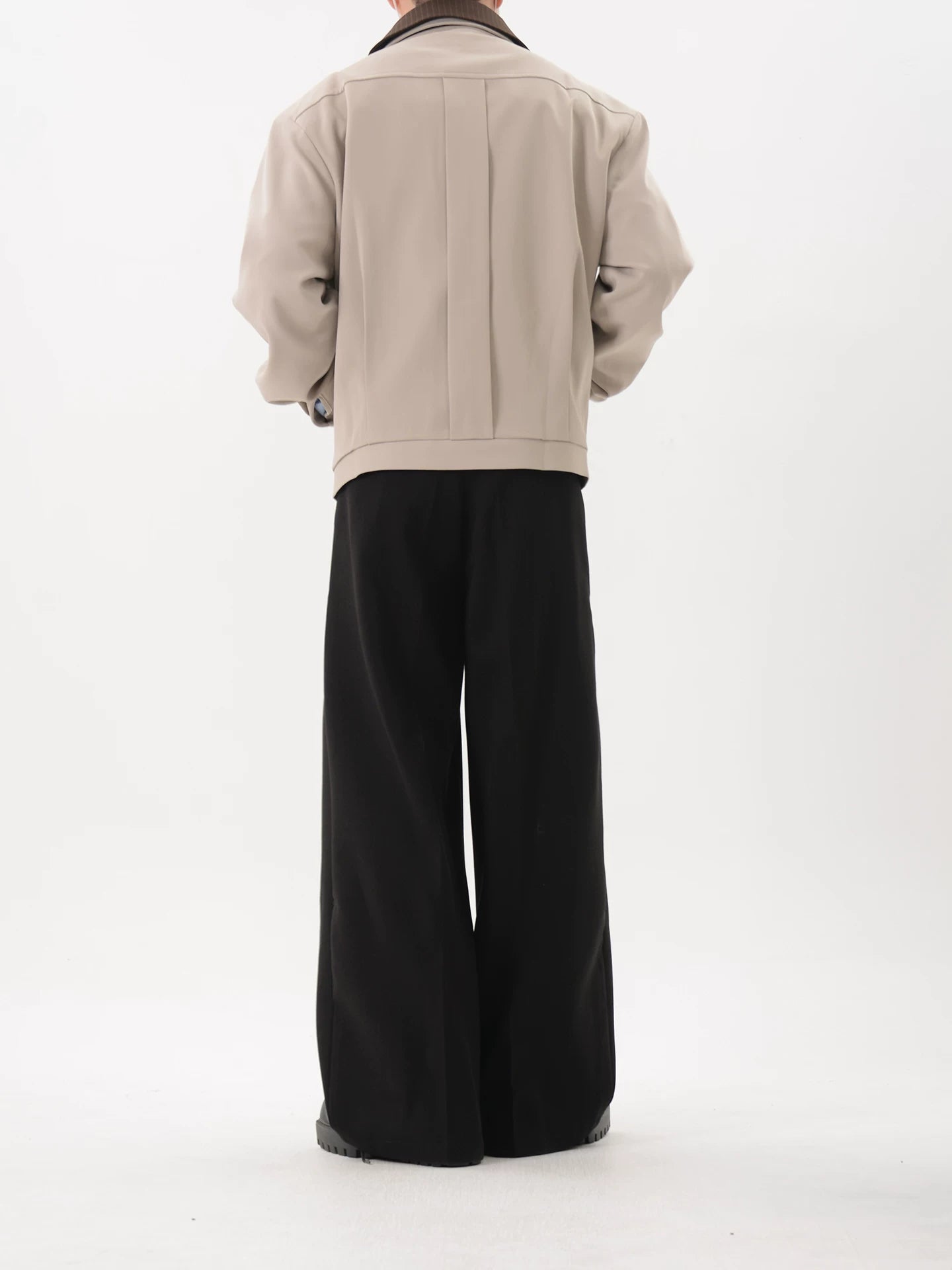 Taupe Ledger Contrast Collar Blouson