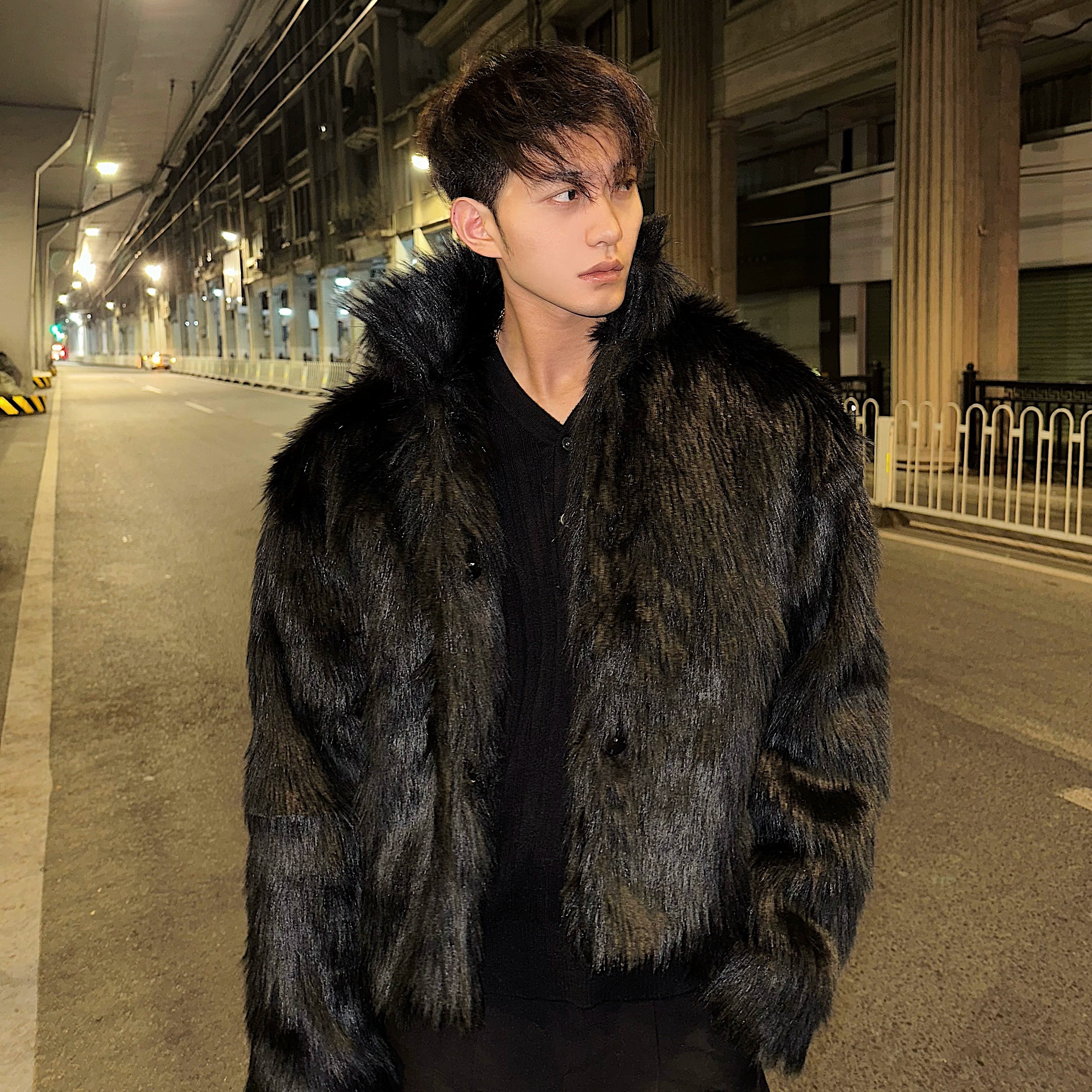 Brown Faux Fur Hooded Coat