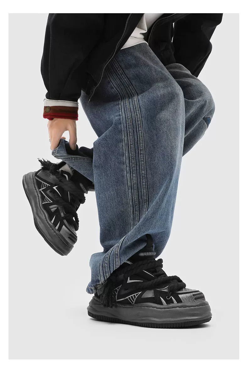 Distressed Rope-Lace Chunky Sneakers