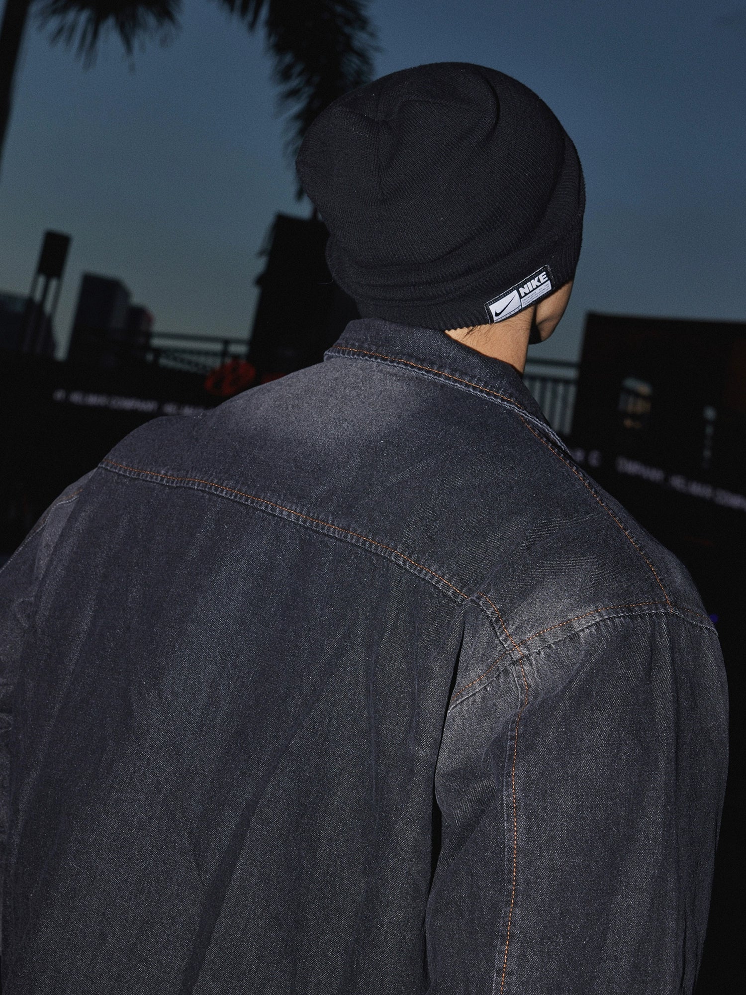 Vintage Black Denim Zip Jacket