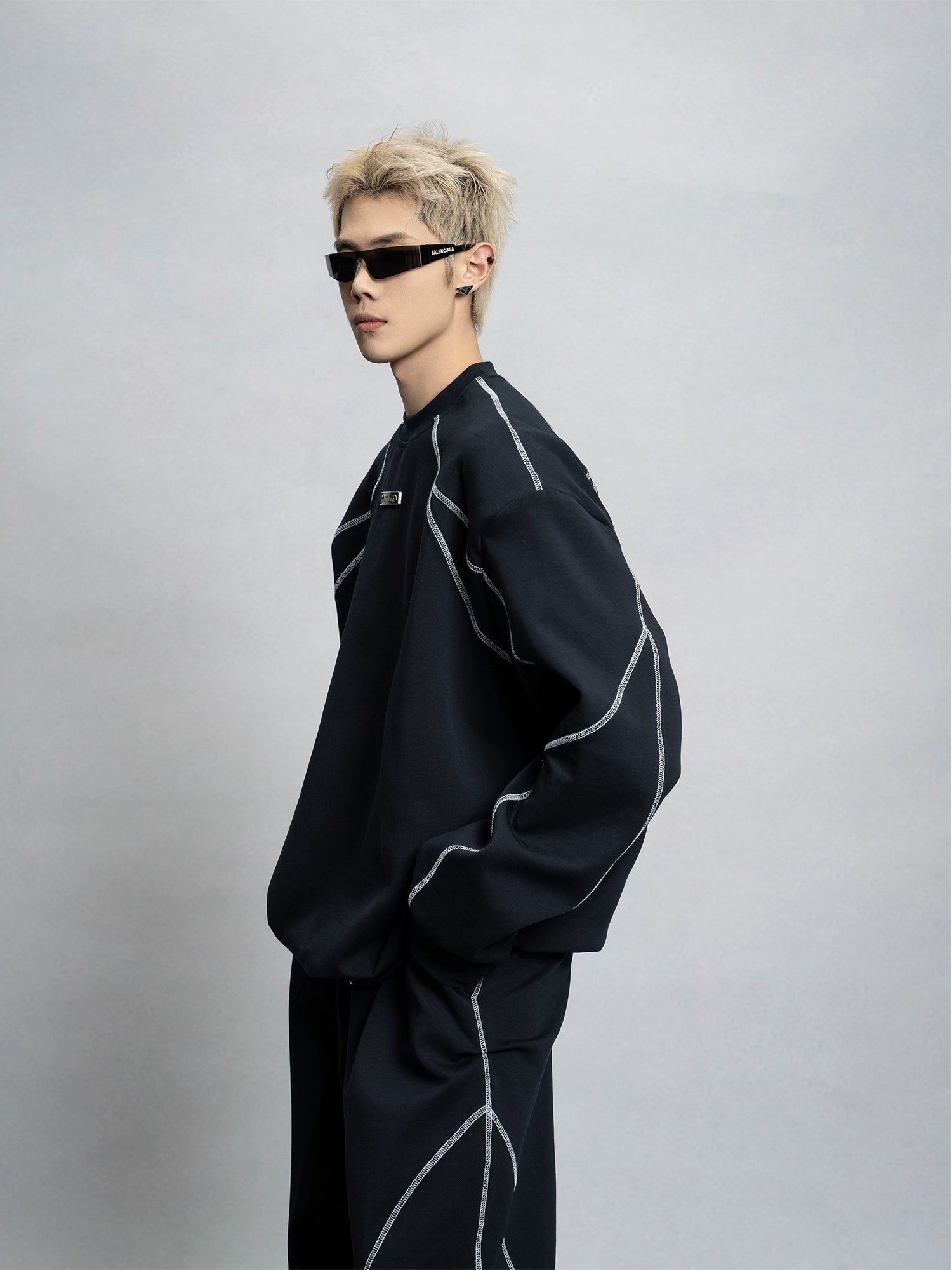 Oversized Contrast Stitch Sweatshirt