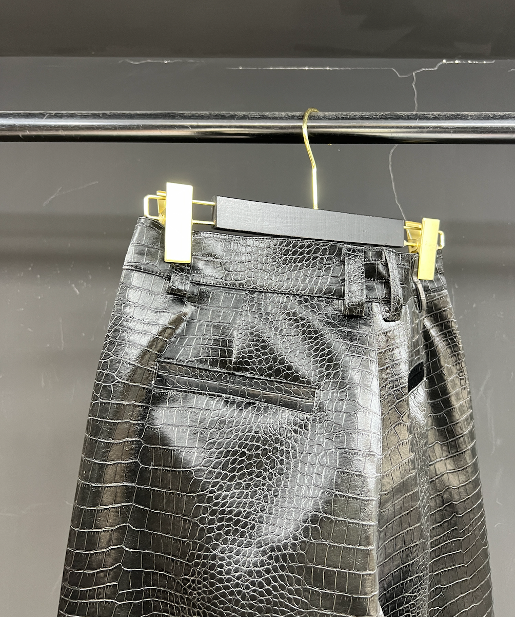 Obsidian Glacier Reptile Ruched Flare Pants