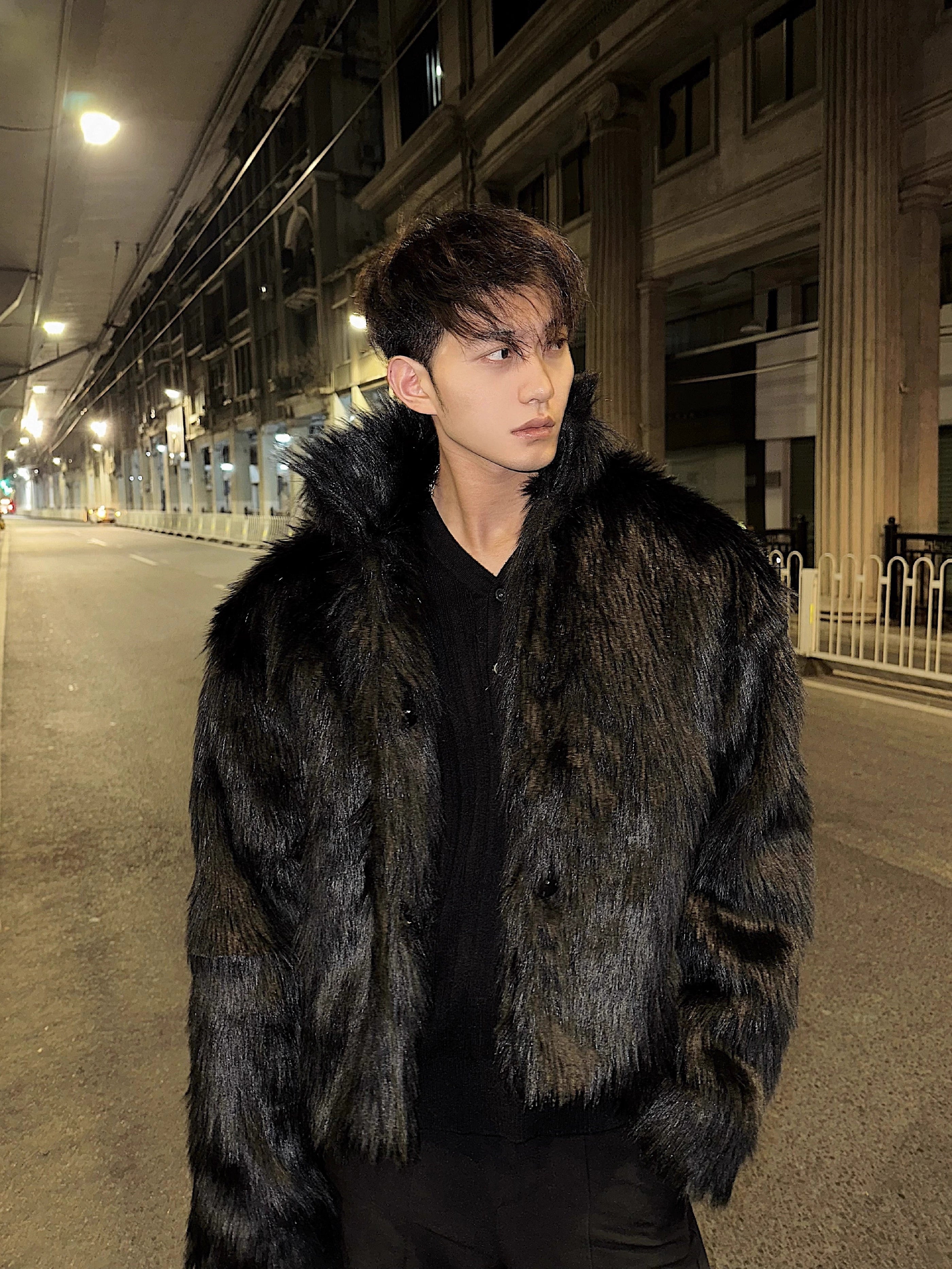 Brown Faux Fur Hooded Coat