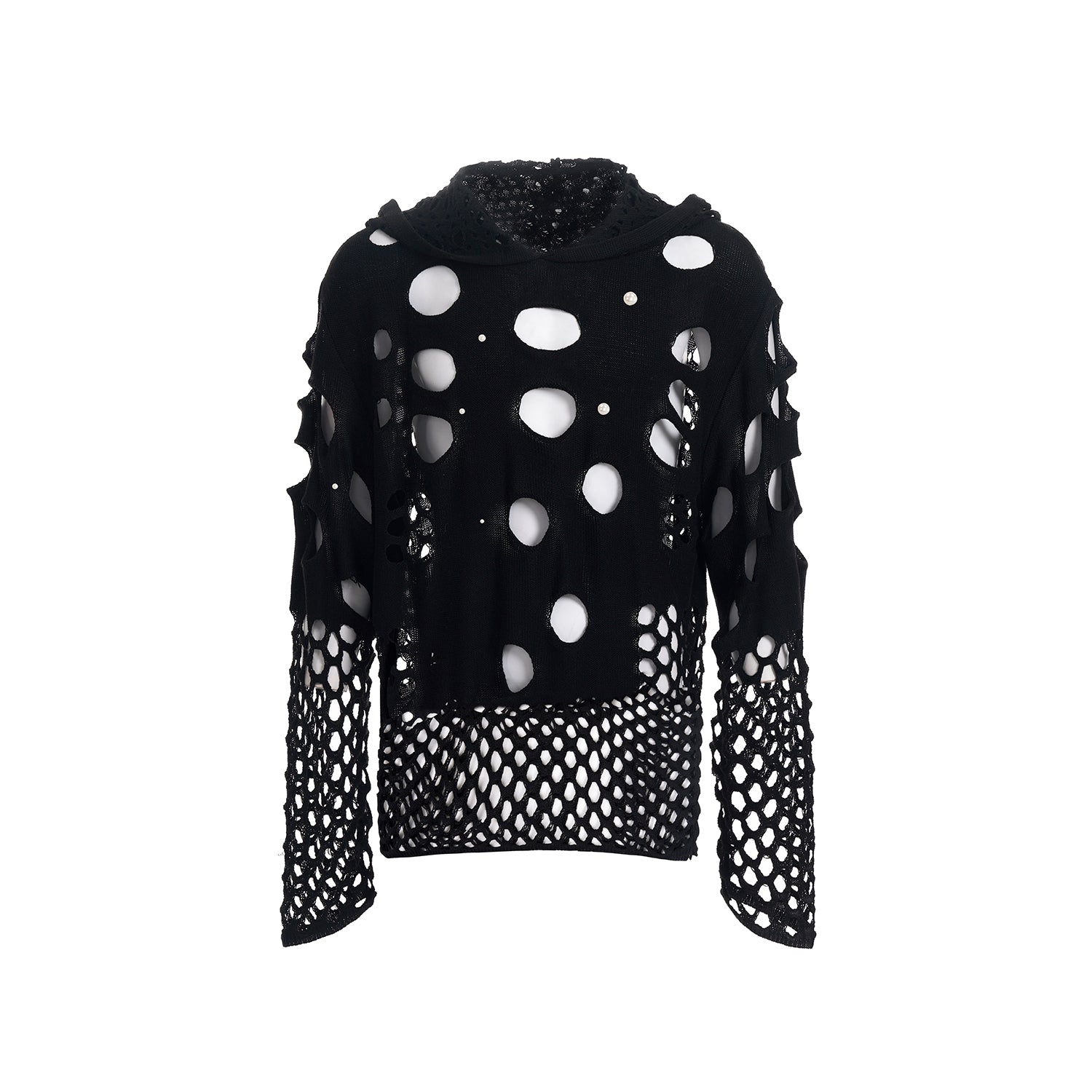 Netted Distress Hoodie