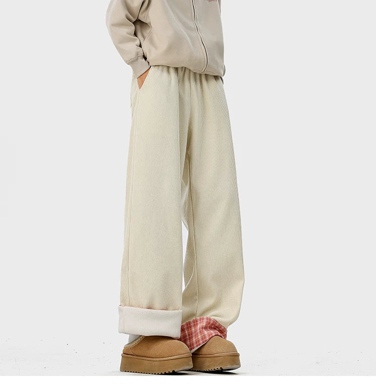 Check Cuff Corduroy Trousers