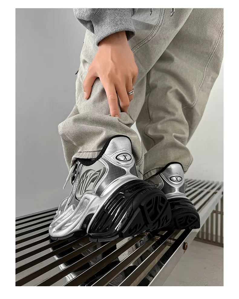 Futuristic Metallic Platform Runner Sneakers