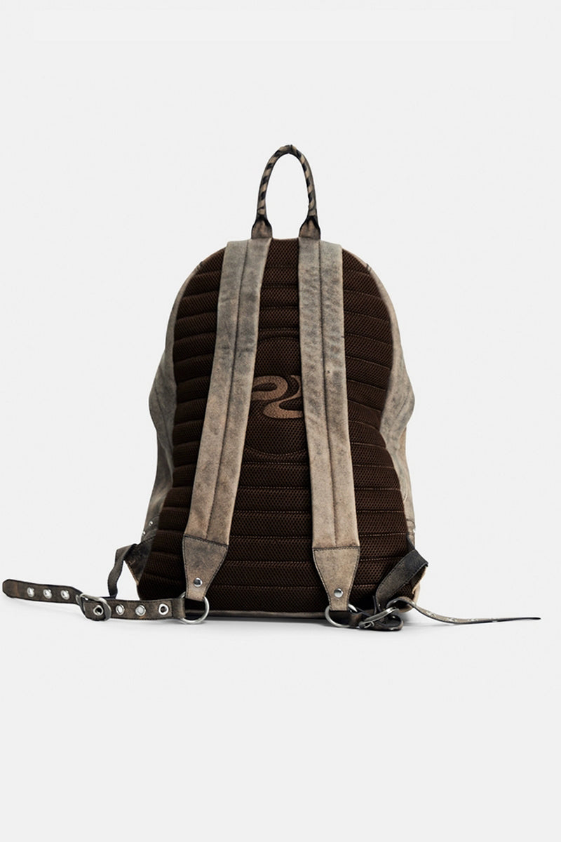 Distressed Studded Zipper Backpack