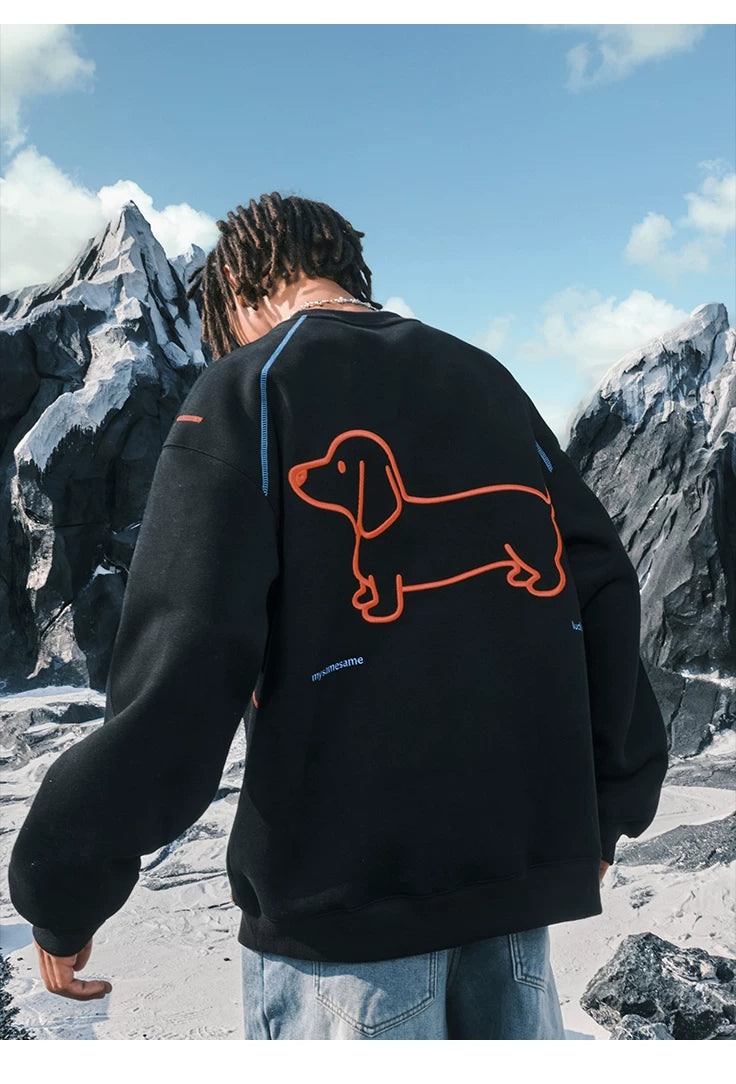 Dachshund Embroidered Oversized Crewneck Sweatshirt