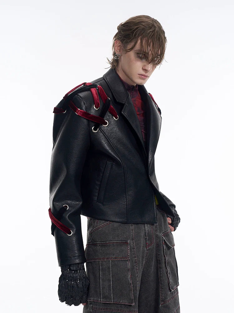 Velvet Laced Leather Jacket