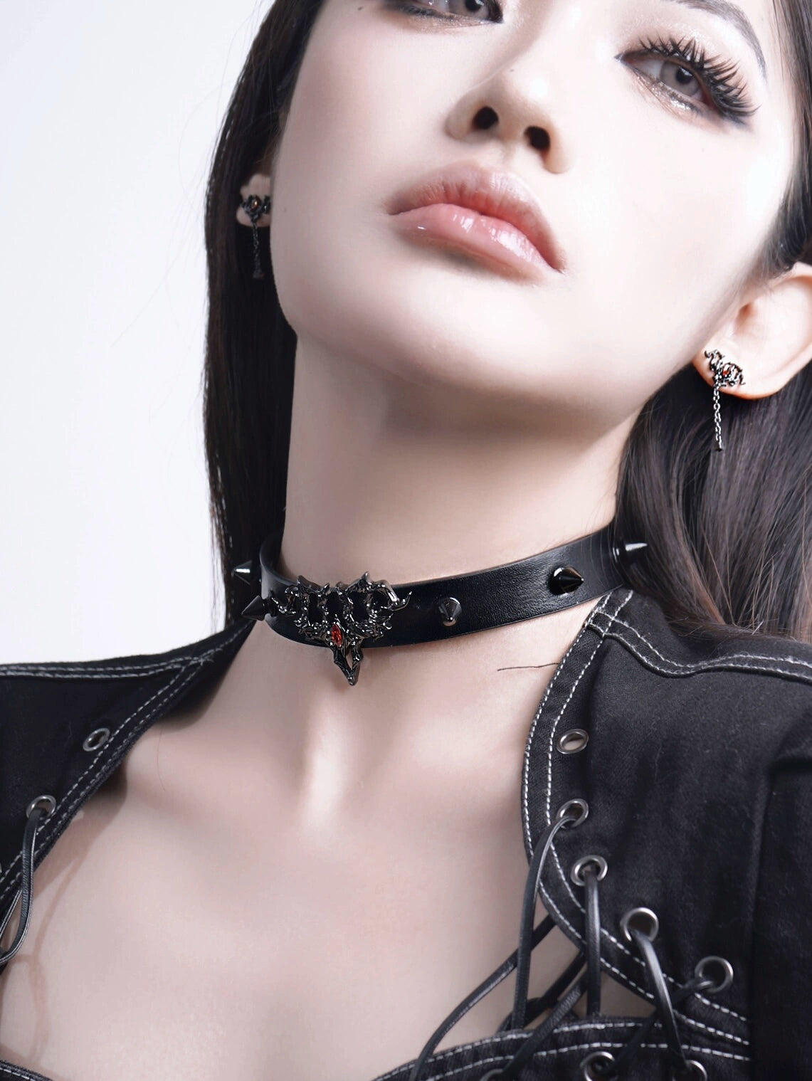 Gothic Black Velvet Choker with Silver Bat Pendant