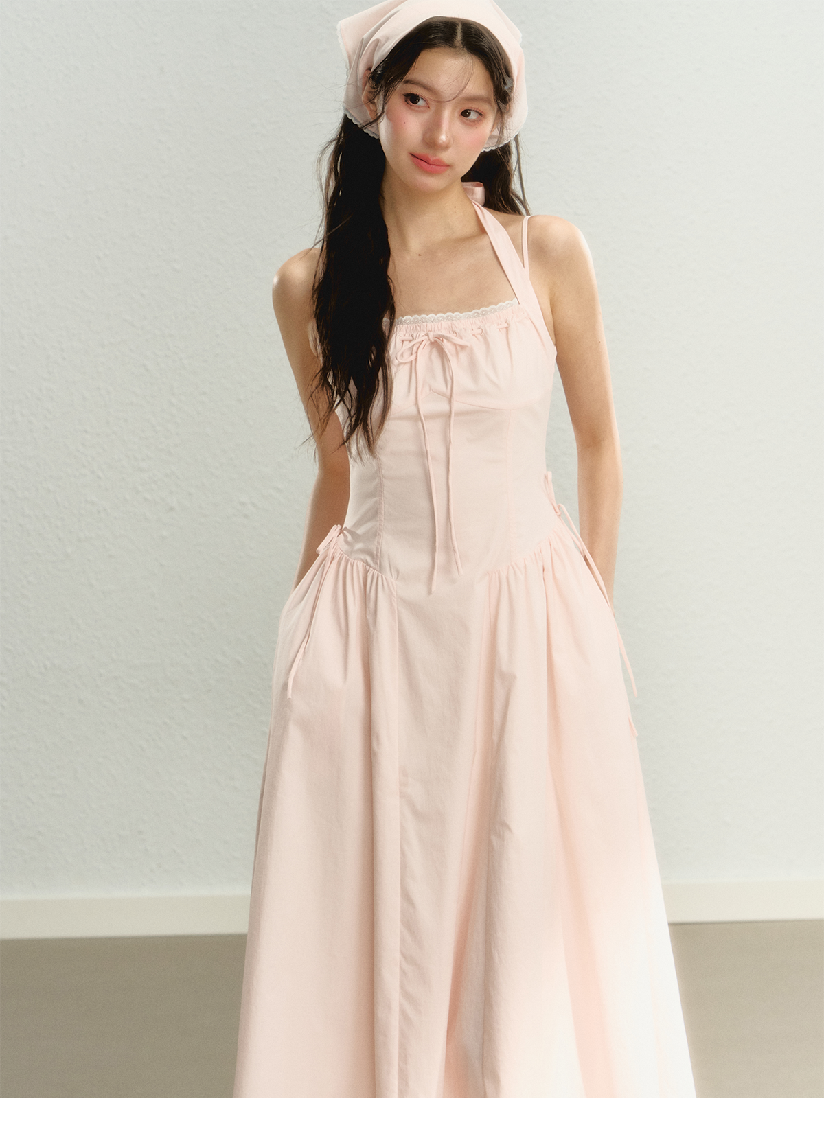 Pink Halter Bow Maxi Summer Dress