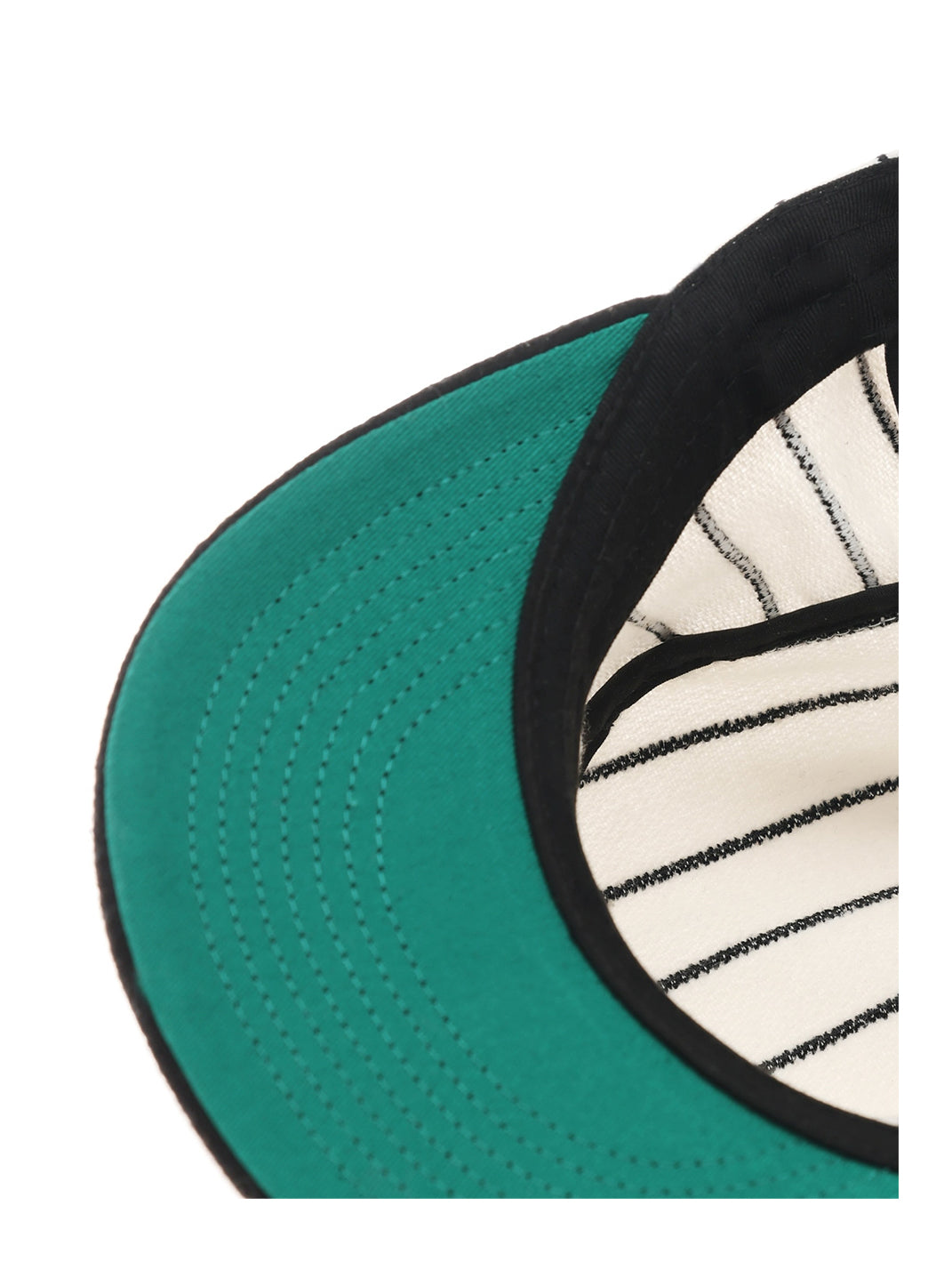 Pinstripe Wool-Blend C-Embroidered Cap - Black Embroidery - Green underside detail - view 5