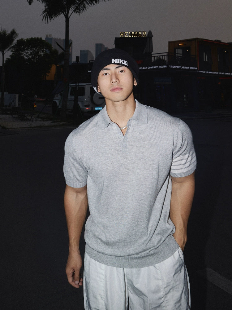Open Placket Knit Polo Shirt