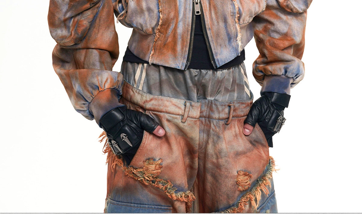 Metallic Streetwear Hooded Set